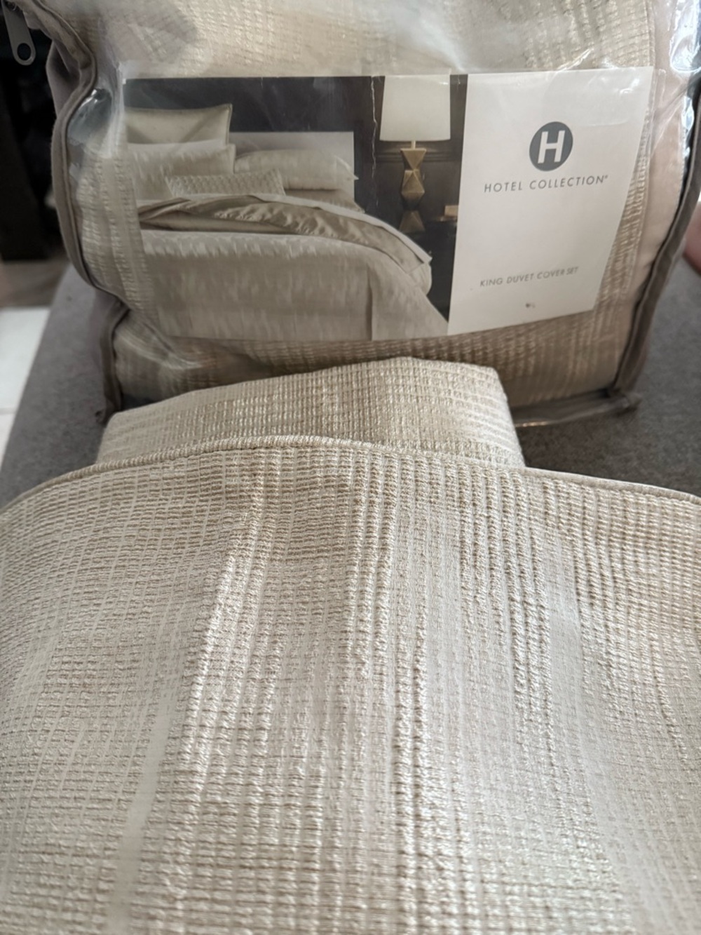 Hotel Collection Champagne and Cream Reversible Comforter Set - Picture 6 of 9